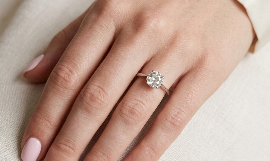 hand A beautiful and timeless vintage solitaire dating from the 1930s, crafted in platinum and set with a stunning old brilliant-cut diamond.