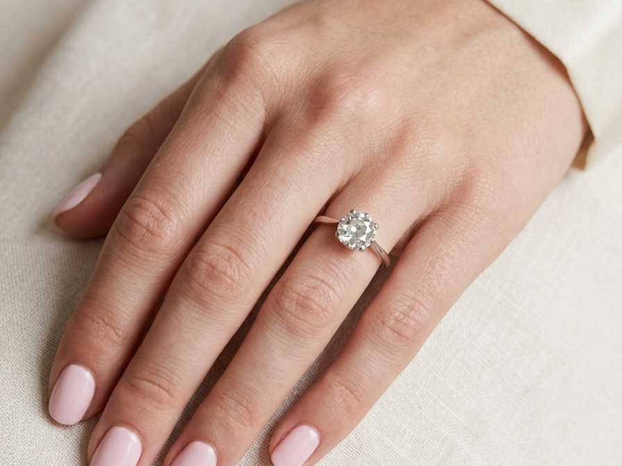 hand A beautiful and timeless vintage solitaire dating from the 1930s, crafted in platinum and set with a stunning old brilliant-cut diamond.