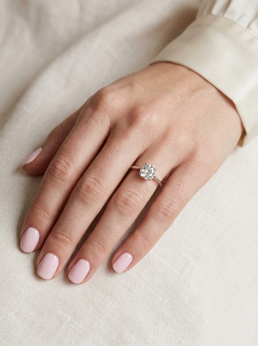 hand A beautiful and timeless vintage solitaire dating from the 1930s, crafted in platinum and set with a stunning old brilliant-cut diamond.