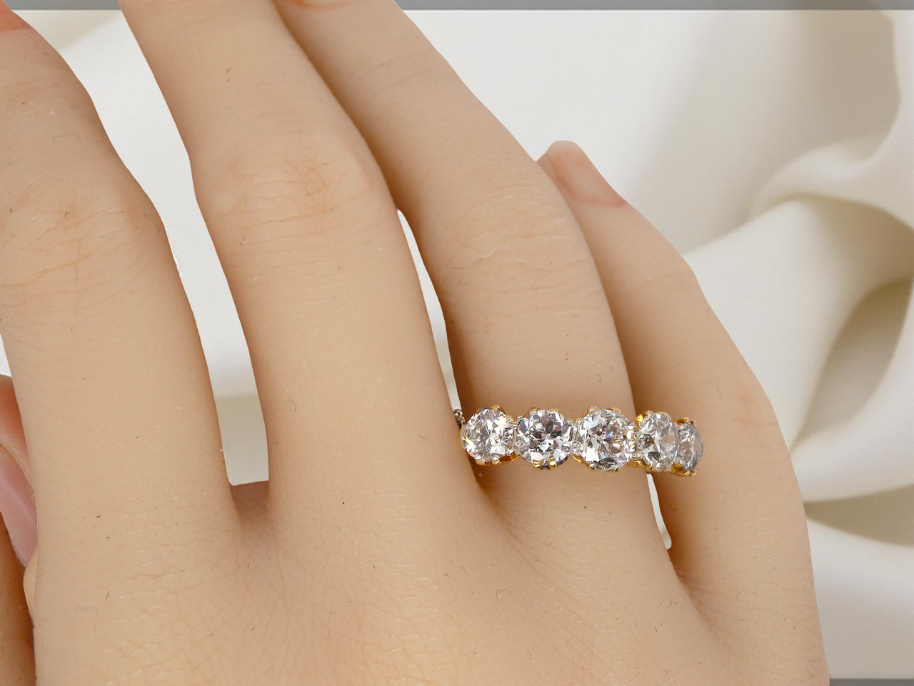 hand A fabulous five stone diamond ring. Late Victorian,