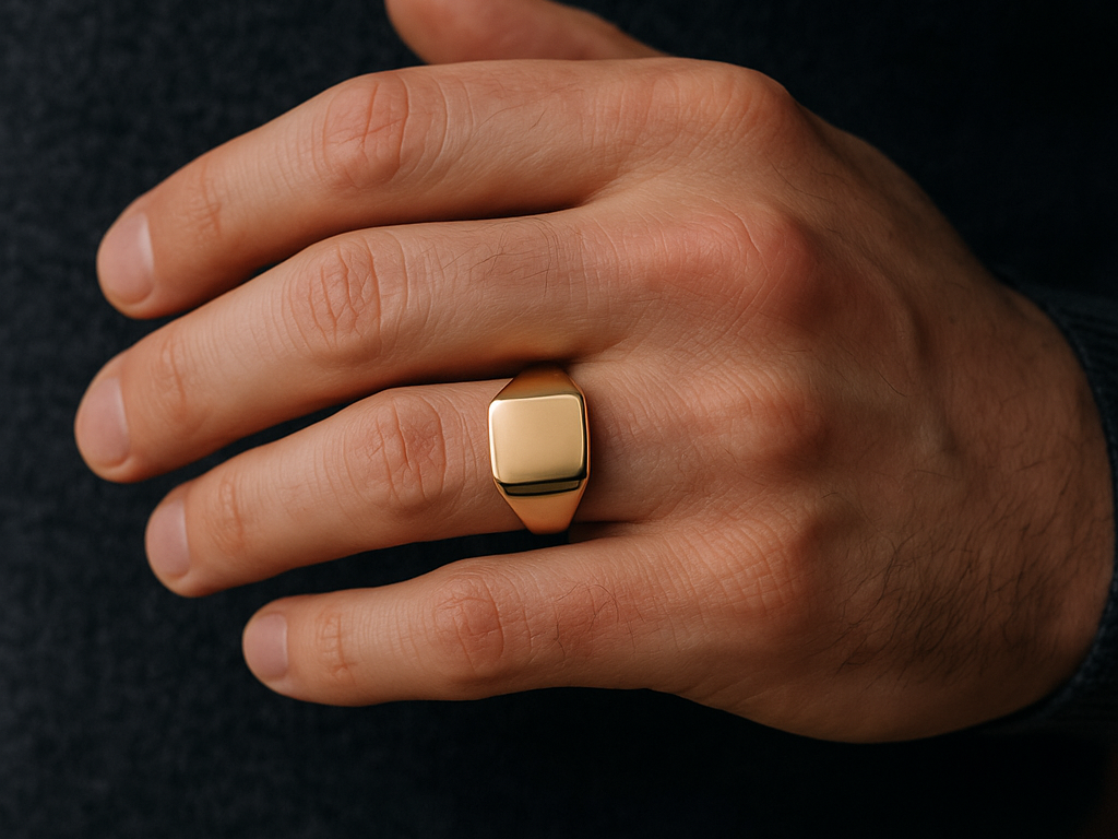 A mans gold signet ring