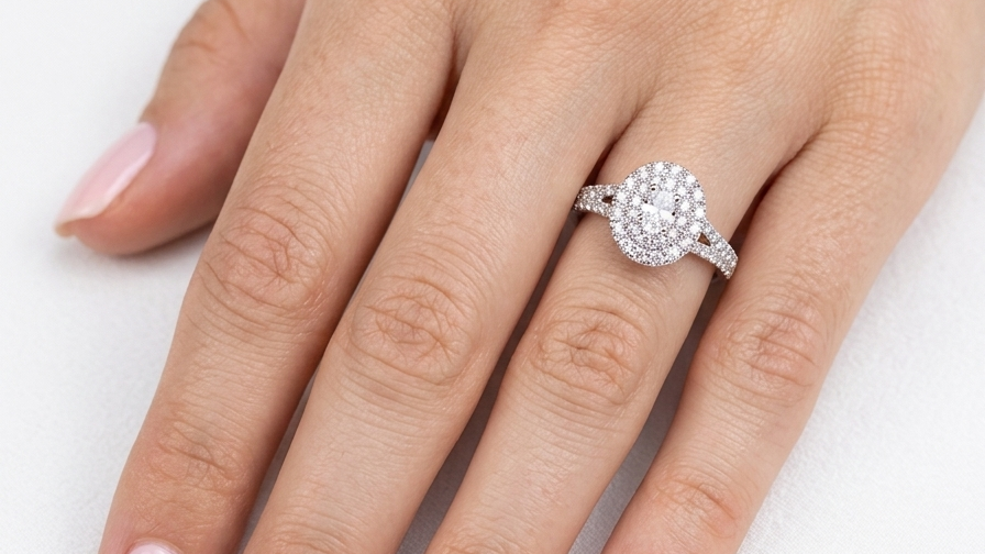 hand A new diamond cluster ring* An oval diamond halo cluster ring. Set with brilliant cut white diamonds, colour H-k, clarity Si.