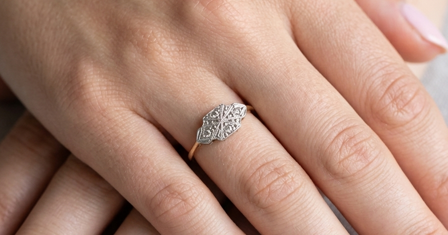 hand A pretty early 20th century Diamond ring, in its original box that makes this ring that little bit -extra special.