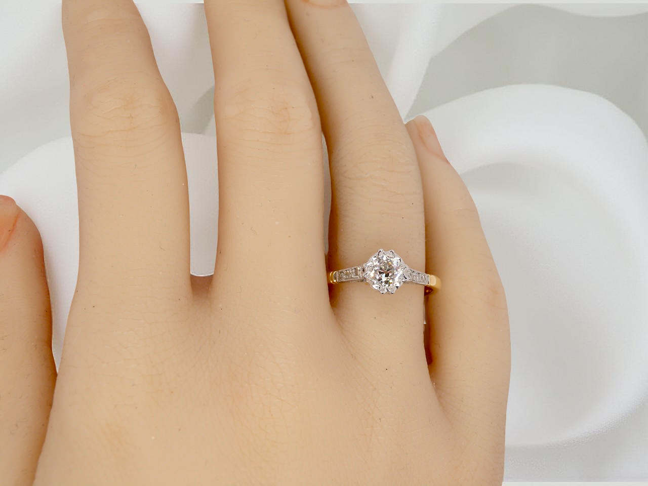 A ring with an old brilliant-cut white diamond