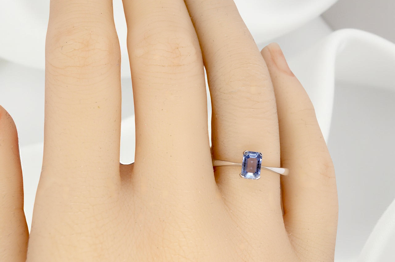 A solitaire Sapphire ring