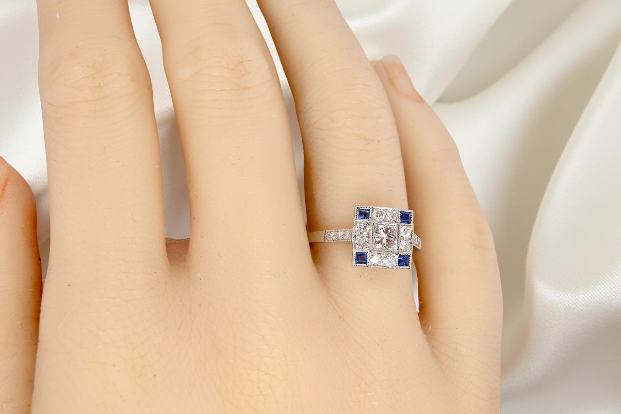 An Art Deco Style Platinum Cluster Ring