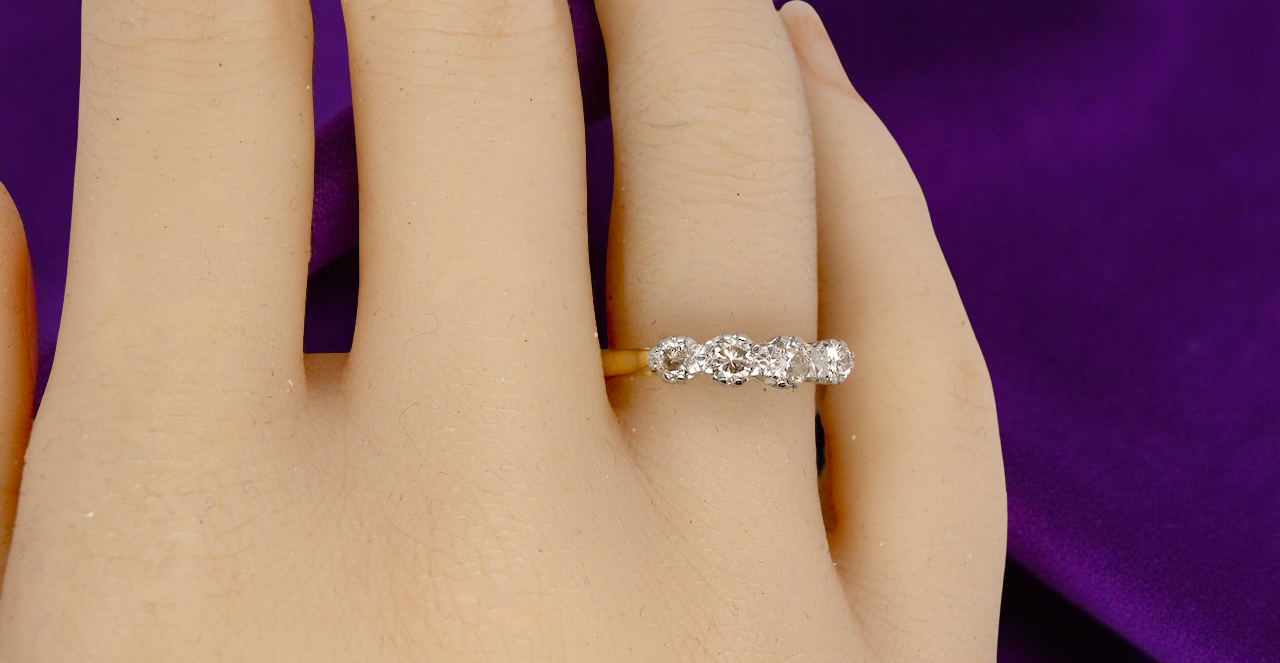hand An early 20th century ring set with diamonds.