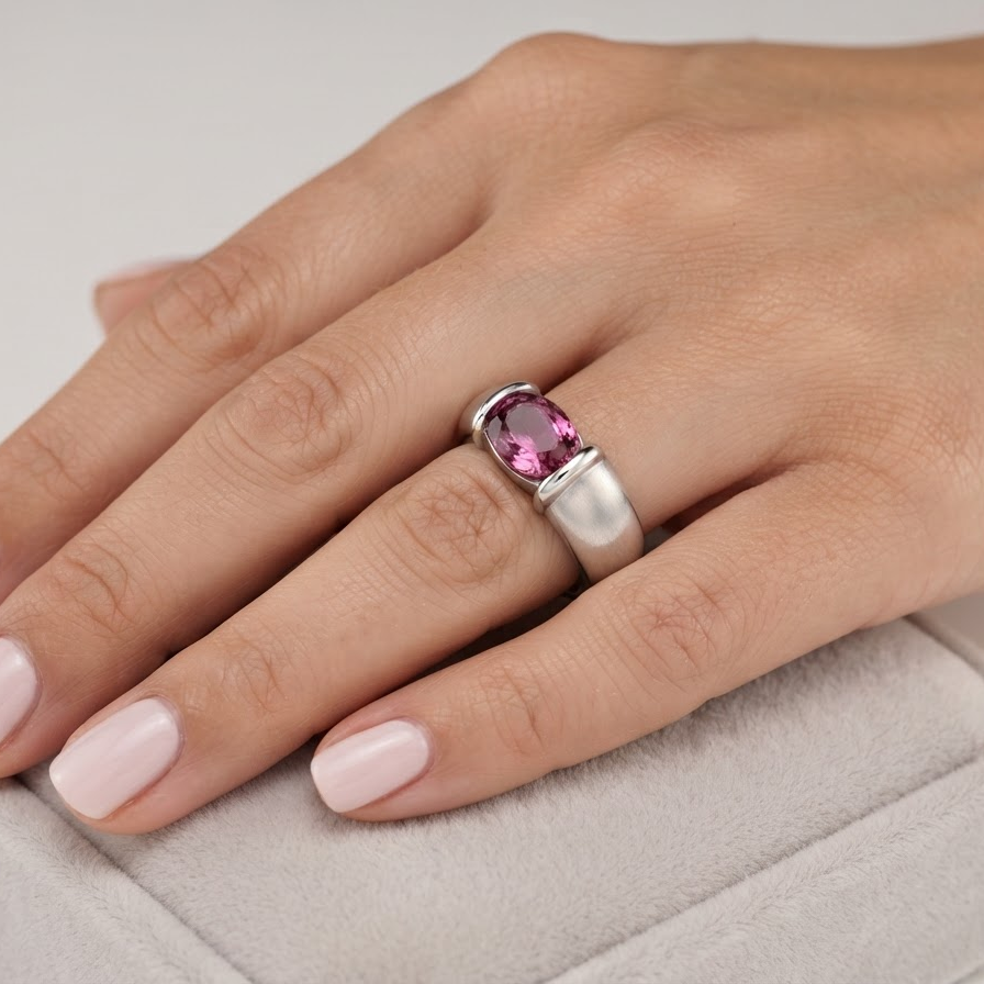 hand From the House of Chaumet, Paris, a beautiful solitaire ring.