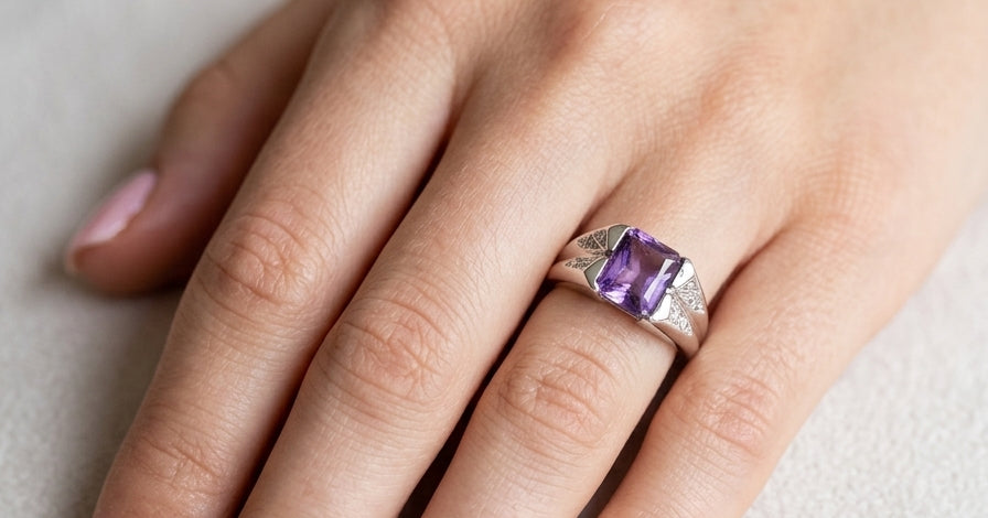 hand beautiful dress ring crafted in 14ct white gold (stamped 585), featuring a stunning rectangular-cut Tanzanite measuring approximately 9 x 7.5mm, estimated at 2.5 carats.