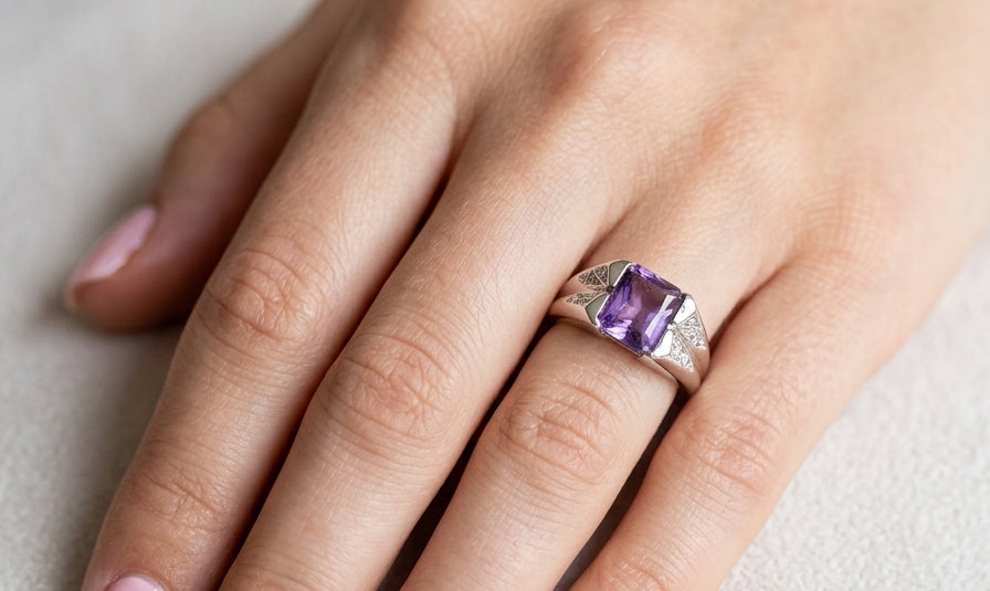 hand beautiful dress ring crafted in 14ct white gold (stamped 585), featuring a stunning rectangular-cut Tanzanite measuring approximately 9 x 7.5mm, estimated at 2.5 carats.
