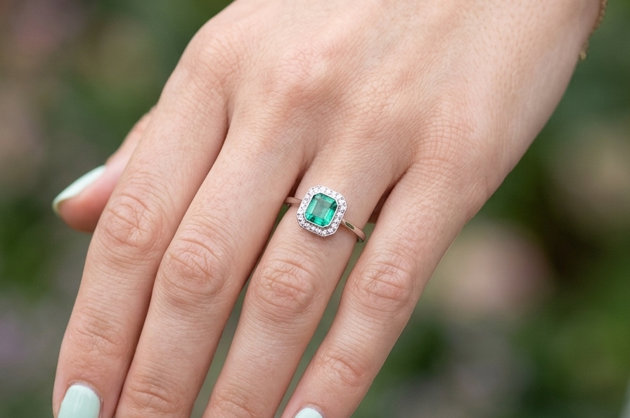 hand beautiful emerald rings we have had in our collections. The ring from the Art Deco period is set with an exquisite emerald centre stone.