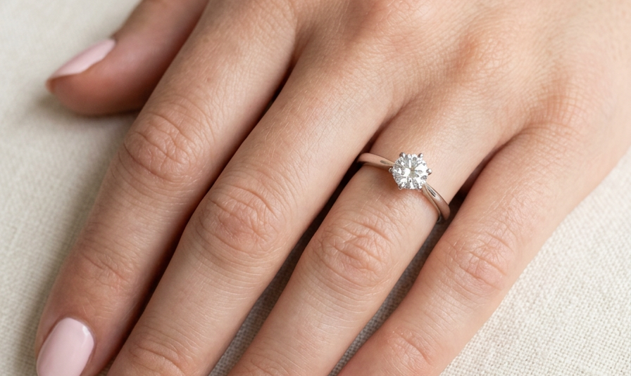 hand ring is set with a superb GIA-certified brilliant-cut diamond, certificate no. 1383174901, weighing 0.70 carat. The diamond is of exceptional quality, graded D colour and VVS1 clarity, with excellent cut and polish and no fluorescence. Measurements: 5.48 x 5.67mm.