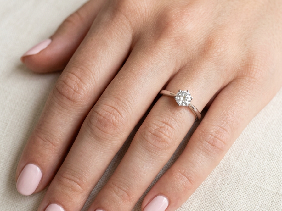 hand ring is set with a superb GIA-certified brilliant-cut diamond, certificate no. 1383174901, weighing 0.70 carat. The diamond is of exceptional quality, graded D colour and VVS1 clarity, with excellent cut and polish and no fluorescence. Measurements: 5.48 x 5.67mm.