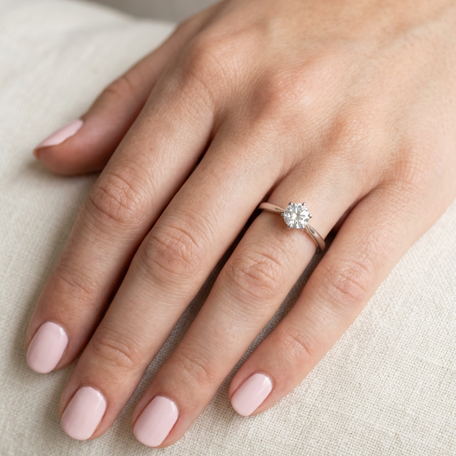 hand ring is set with a superb GIA-certified brilliant-cut diamond, certificate no. 1383174901, weighing 0.70 carat. The diamond is of exceptional quality, graded D colour and VVS1 clarity, with excellent cut and polish and no fluorescence. Measurements: 5.48 x 5.67mm.