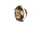Gold ring with a large smoky quartz stone on a white background