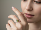 A 9 Carat White Gold Peridot & Diamond Ring