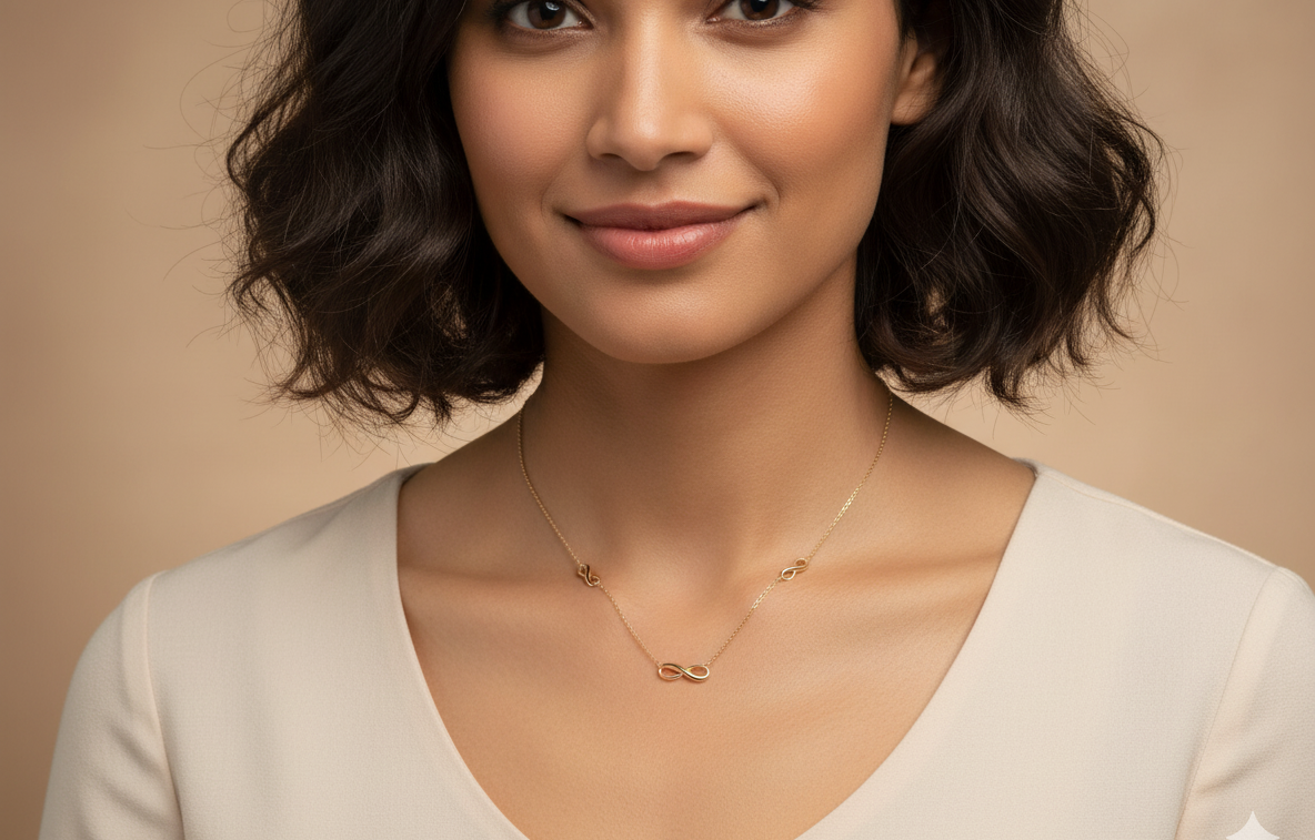 A 9 carat Gold Figure 8 Necklace – New, Elegant & Lightweight