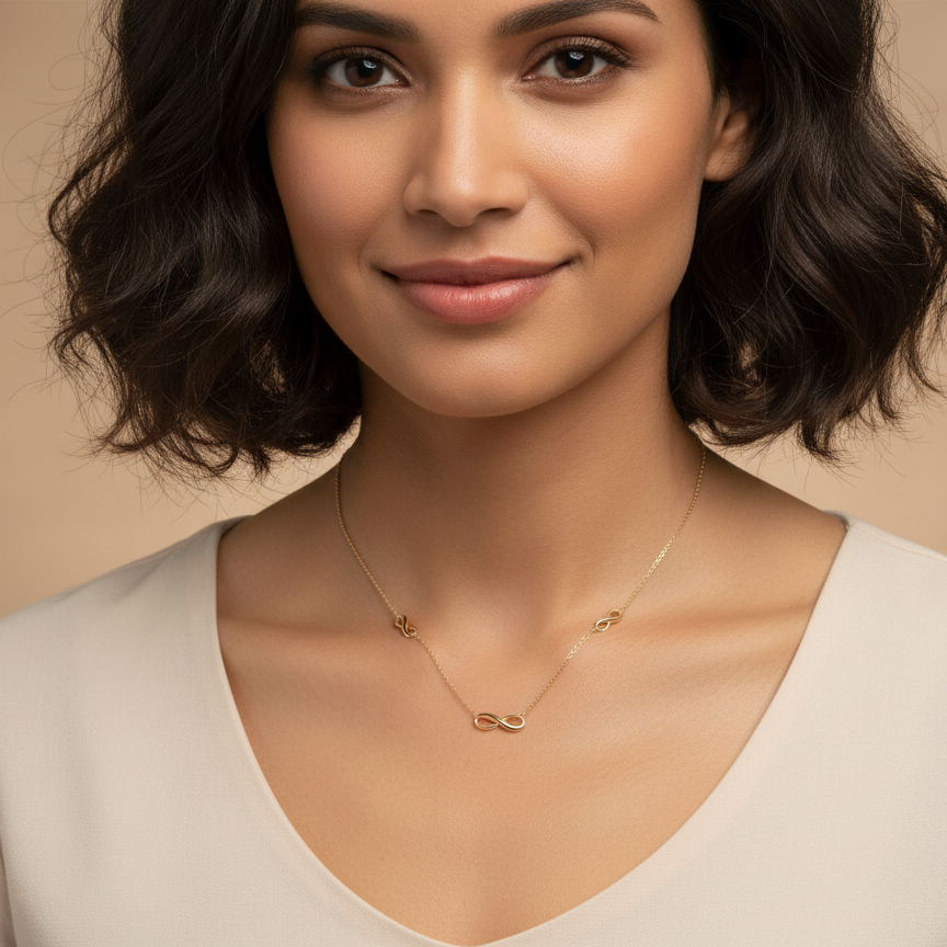 A 9 carat Gold Figure 8 Necklace – New, Elegant & Lightweight