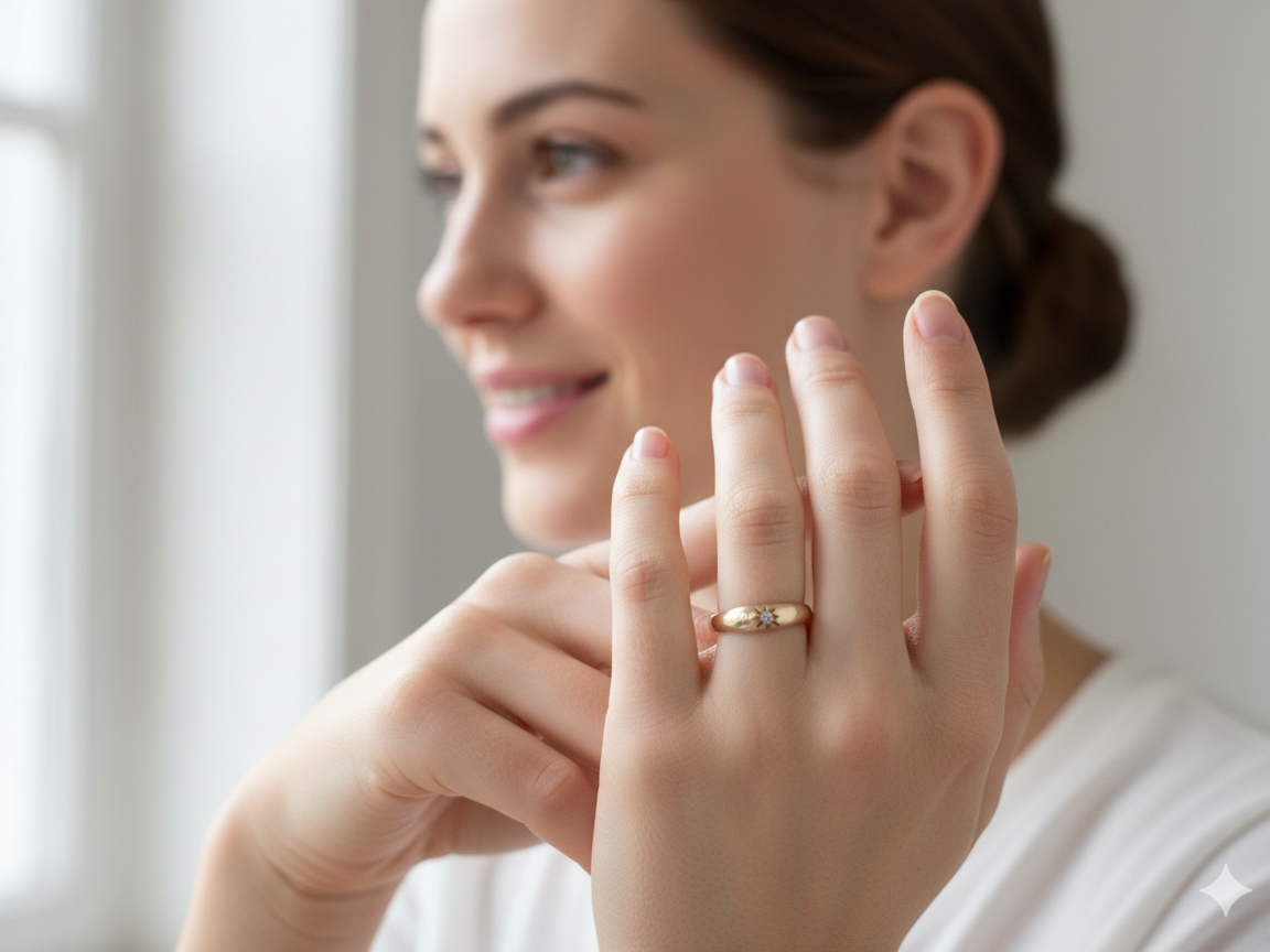 A 9 carat Gold 'Gypsy'  Ring with Diamond (Pre-Owned)