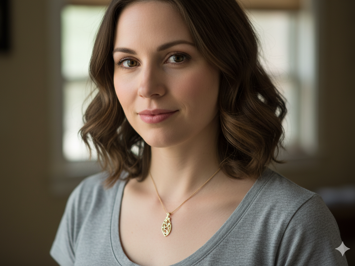 A 9 carat Gold Pendant with Vine Leaf Decoration Pattern