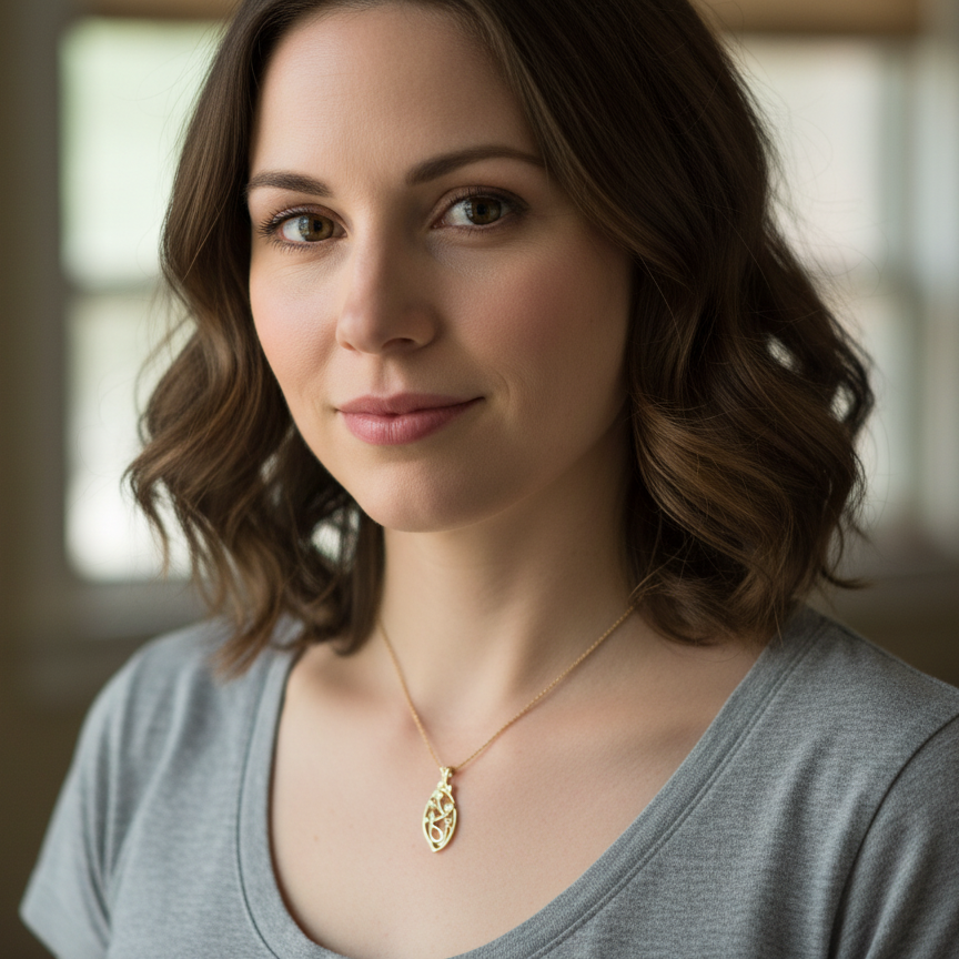 A 9 carat Gold Pendant with Vine Leaf Decoration Pattern