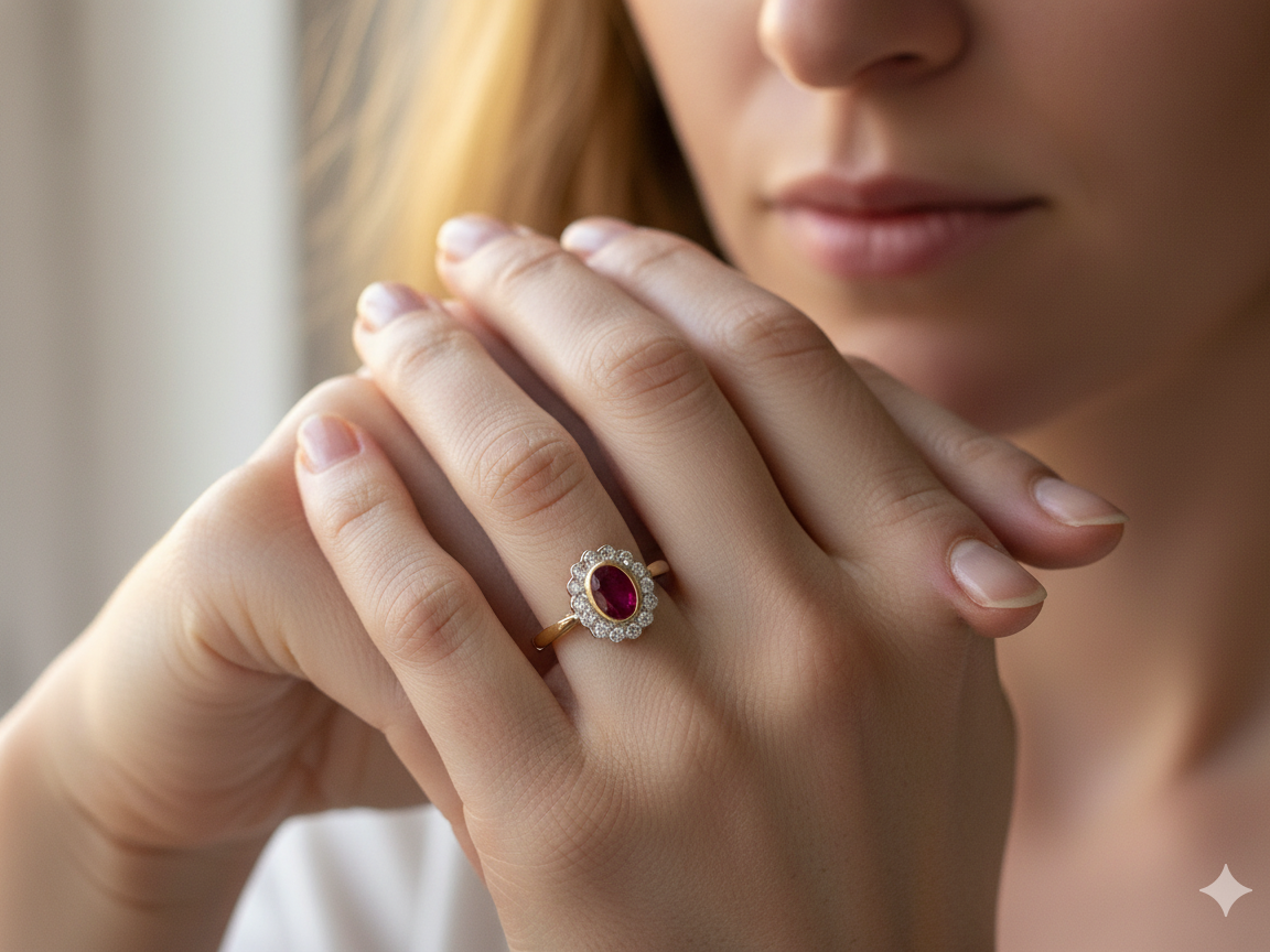 A Beautiful 1990s Ruby and Diamond Cluster Ring – London 1995