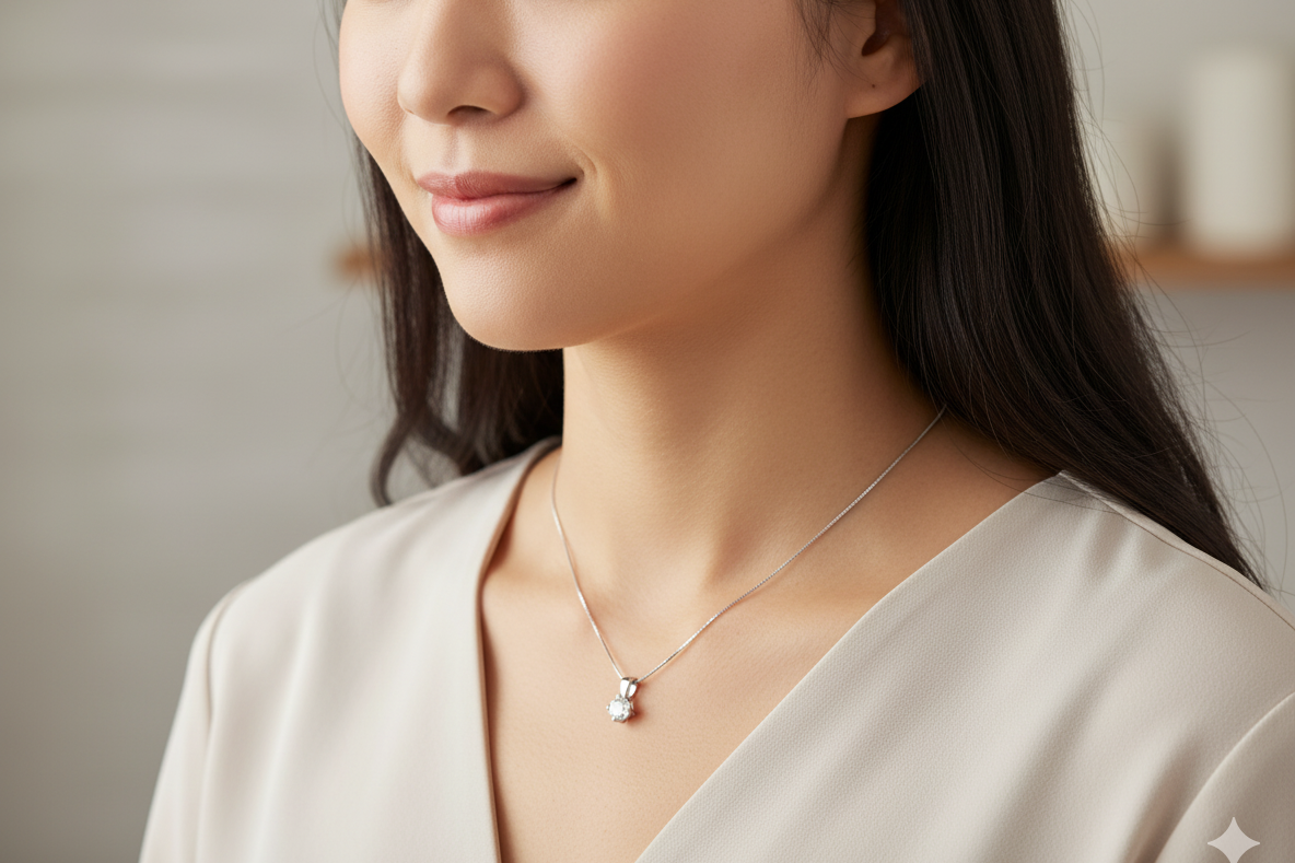 A Classic Platinum Solitaire Pendant