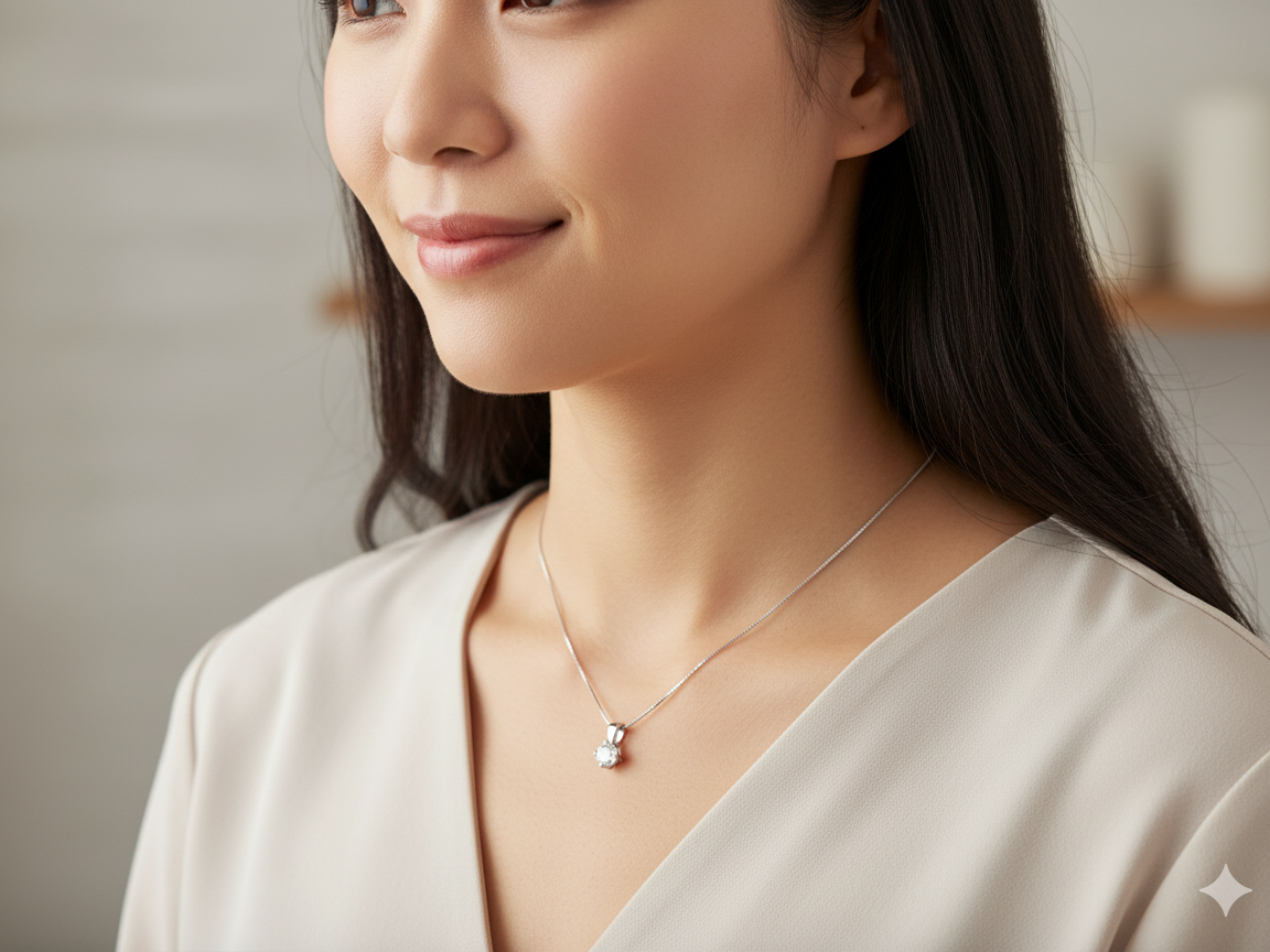 A Classic Platinum Solitaire Pendant