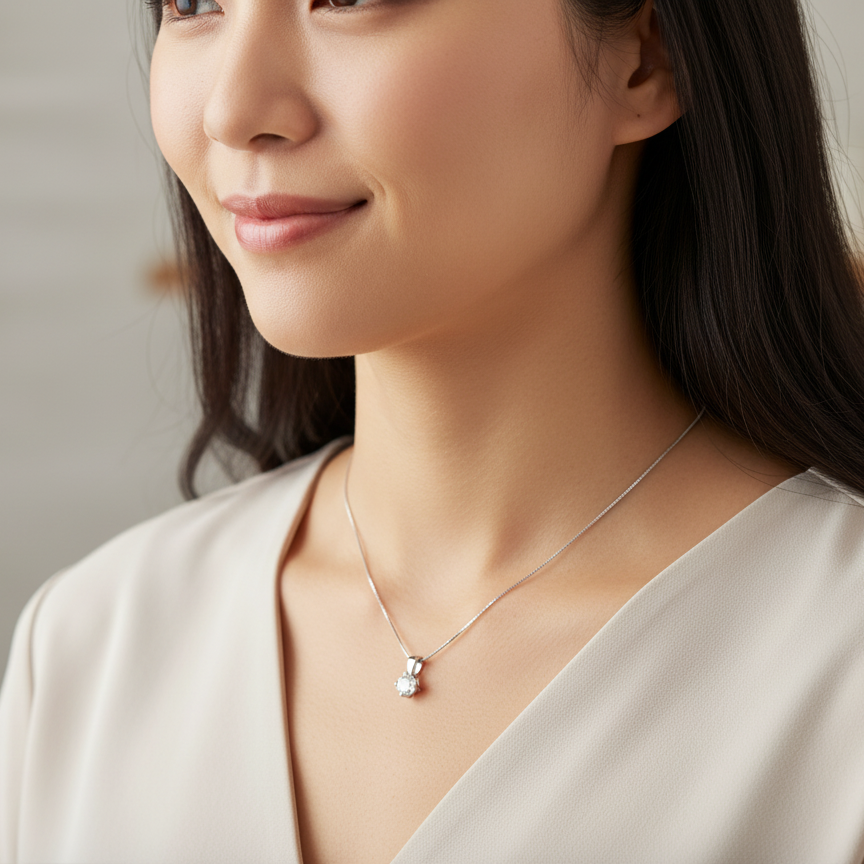 A Classic Platinum Solitaire Pendant
