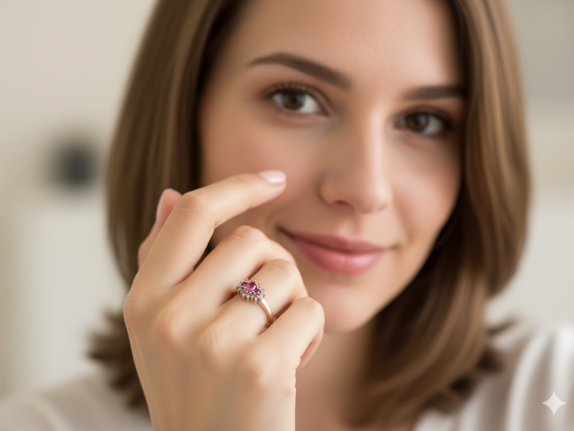 A Lovely 9 carat  Gold Ruby and Diamond Cluster Ring 