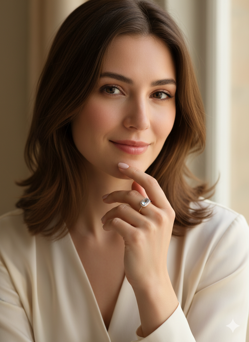 A Modern Blue Topaz & Diamond Cluster Ring 