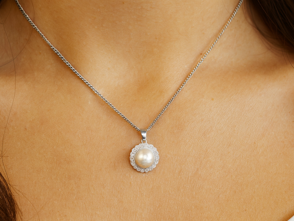 A Pearl and Diamond pendant
