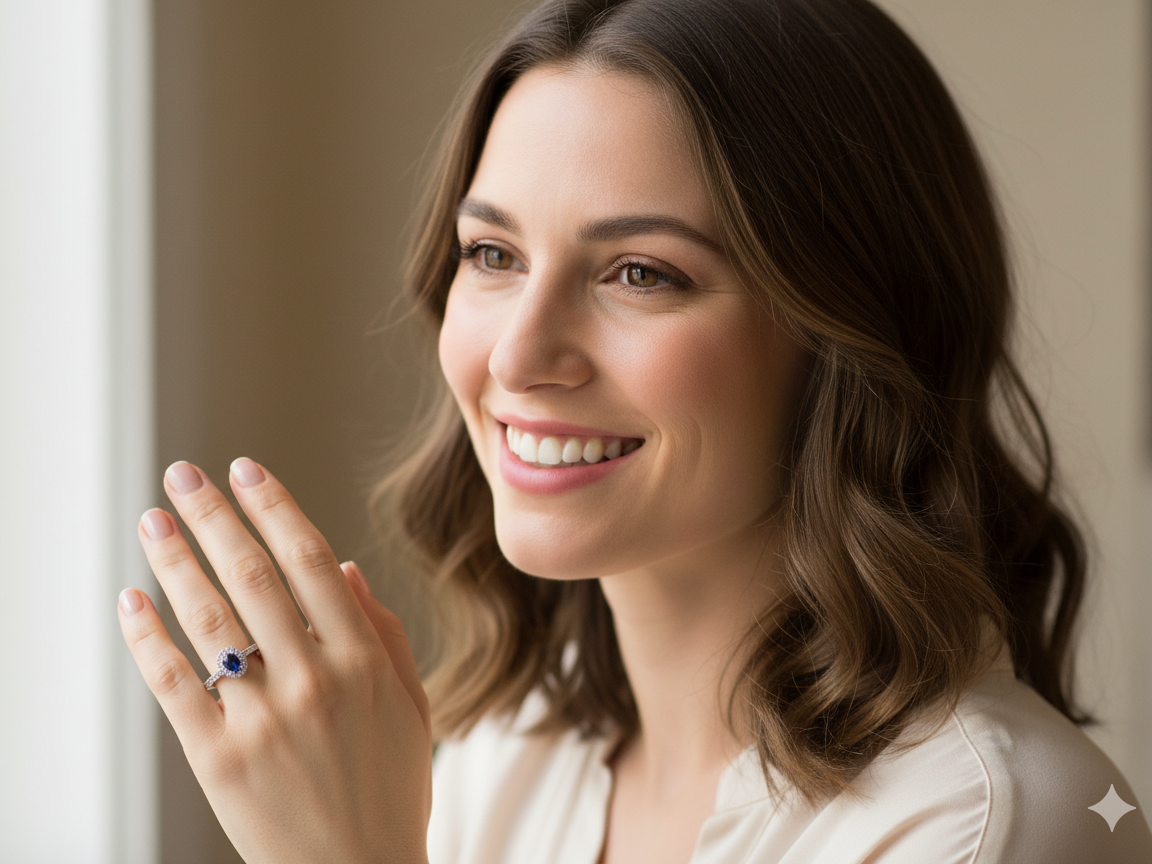 💙 A Platinum Sapphire and Diamond Cluster Ring