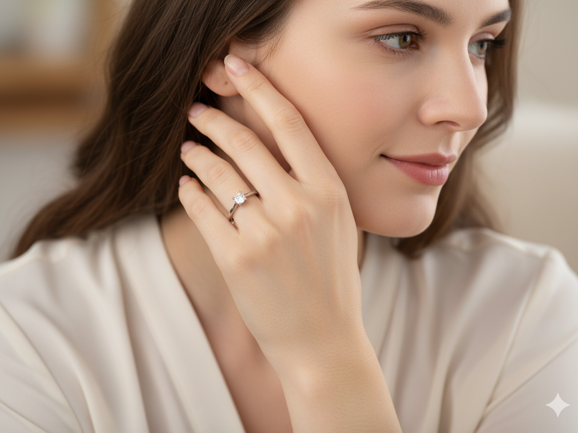 A Platinum Solitaire Diamond Engagement Ring – Princess Cut