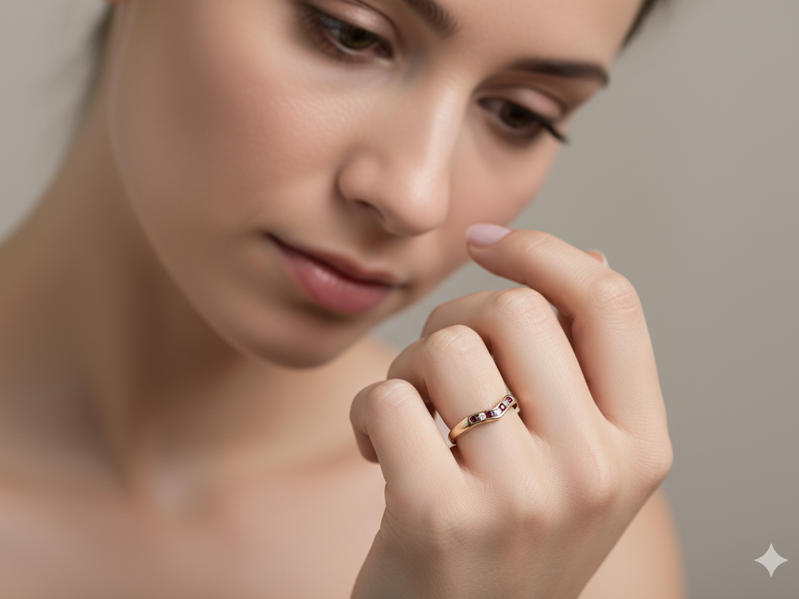 A Ruby and Diamond wishbone ring