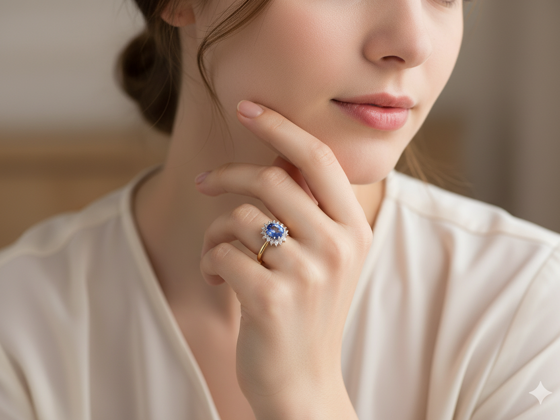 A Tanzanite and Diamond Cluster Ring