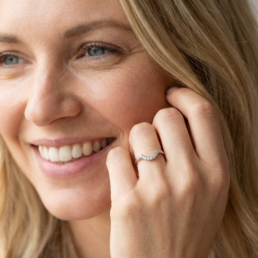 model A U shaped Diamond Wishbone Ring