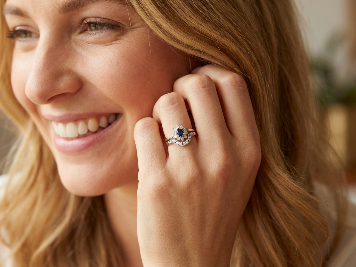 A U shaped Diamond Wishbone Ring model with cluster