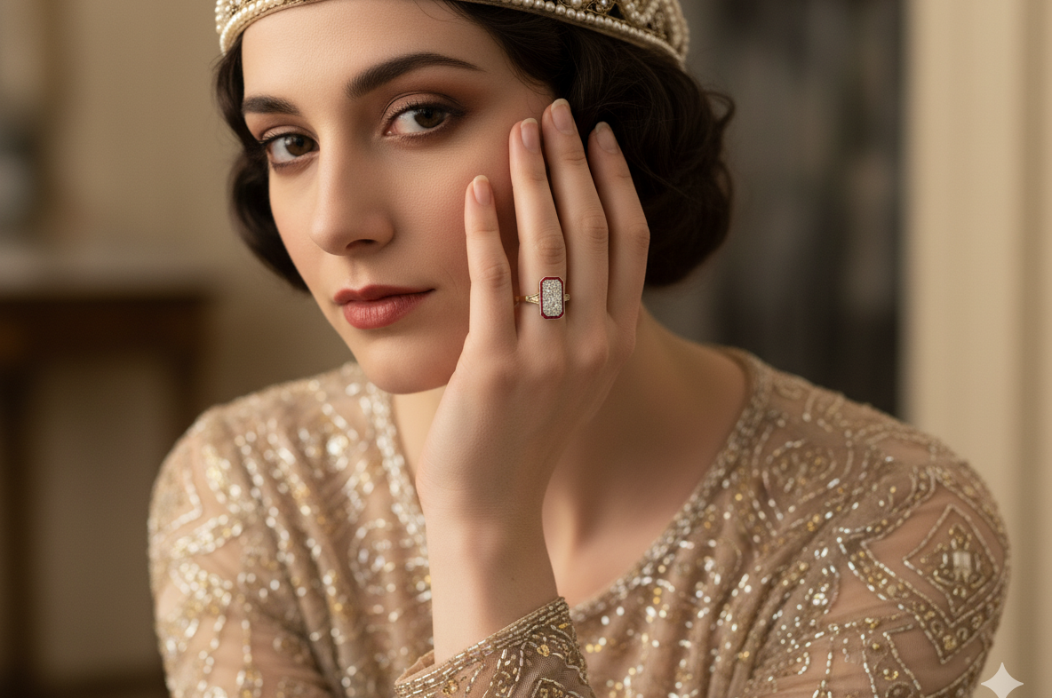 model ❤︎ A beautiful Art Deco Ruby and Diamond ring