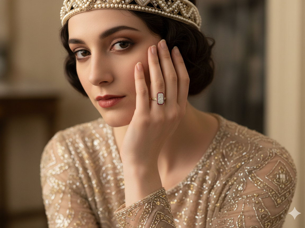 model ❤︎ A beautiful Art Deco Ruby and Diamond ring