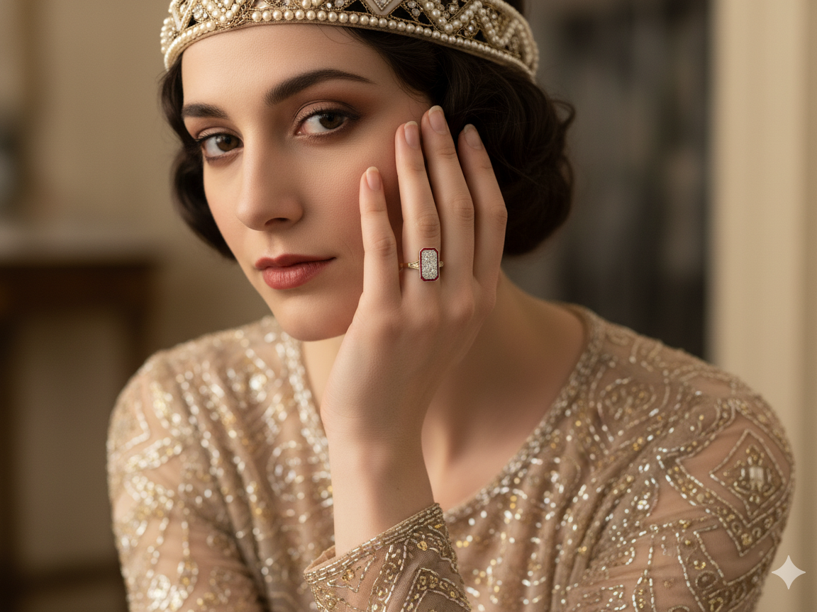 model ❤︎ A beautiful Art Deco Ruby and Diamond ring