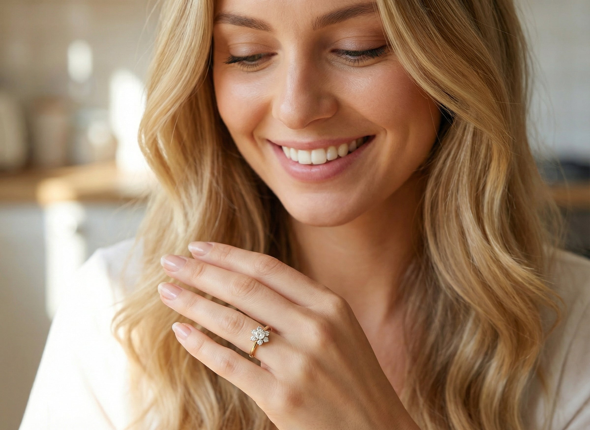 model A beautifully crafted vintage diamond cluster ring, dating to the 1960s, featuring a classic floral-inspired design that remains timeless and elegant.