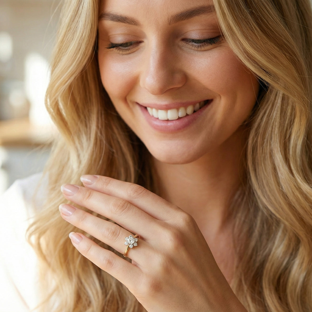 model A beautifully crafted vintage diamond cluster ring, dating to the 1960s, featuring a classic floral-inspired design that remains timeless and elegant.
