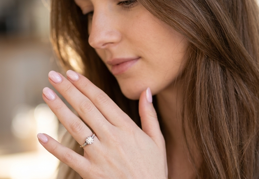 model A beautifully elegant vintage solitaire ring dating to the 1930s, showcasing a classic old brilliant-cut white diamond.
The centre diamond measures approximately 6.2mm