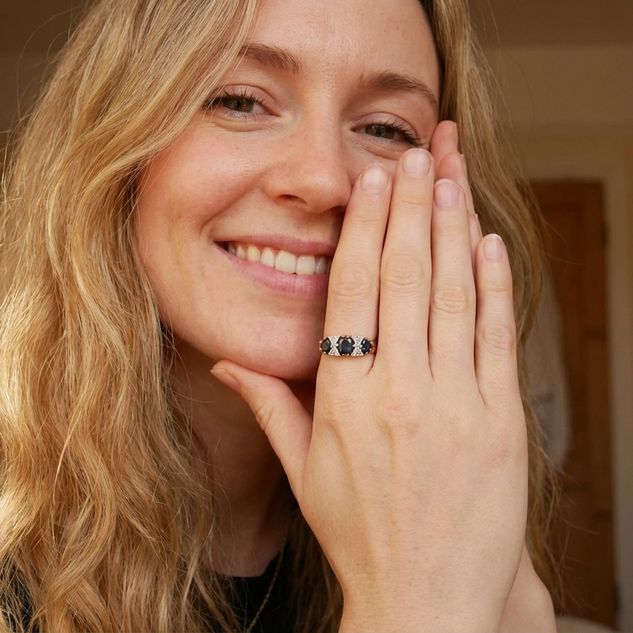 model A faithful reproduction of a Victorian design. This ring from the early 1970s has copied the original boat shaped style from that period. 
