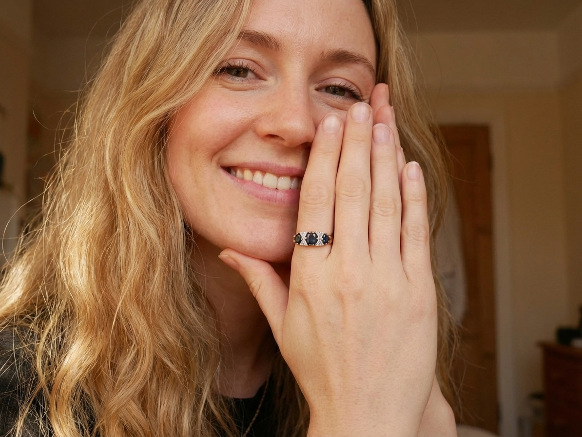 model A faithful reproduction of a Victorian design. This ring from the early 1970s has copied the original boat shaped style from that period. 