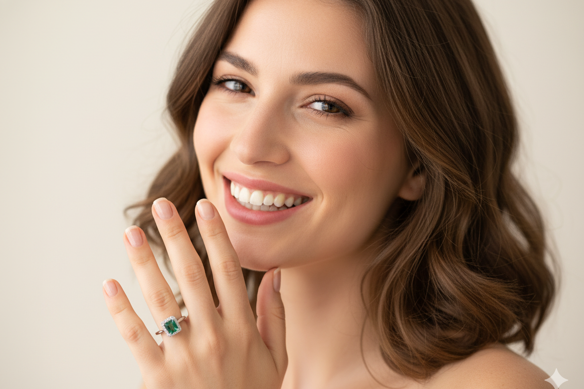 model A fine Green Tourmaline and Diamond ring