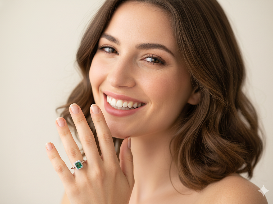 model A fine Green Tourmaline and Diamond ring