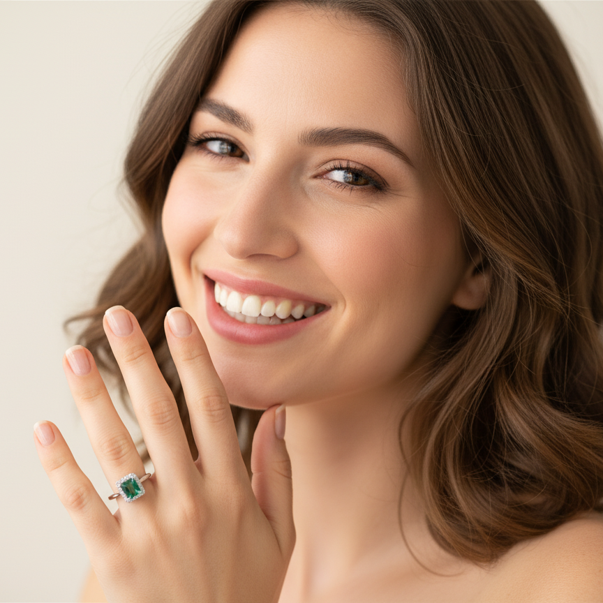 model A fine Green Tourmaline and Diamond ring