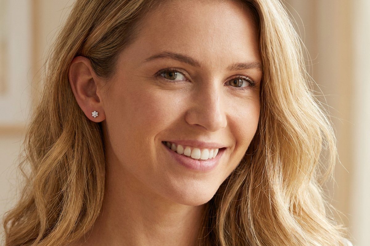 model A fine pair of 9 carat white gold diamond stud earrings. 